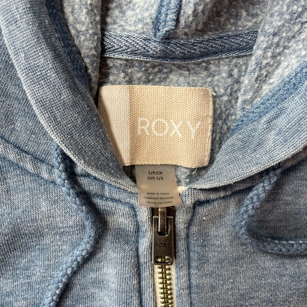 Roxy Zip-Up Hoodie Blue Palm Tree Logo Full Zip Size Small - Picture 4 of 13